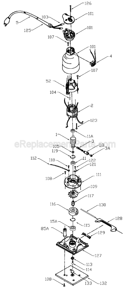 Page A Diagram and Parts List for 330 Type 1 Porter Cable Sander Polisher
